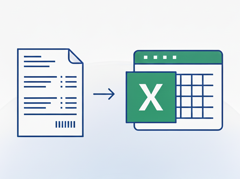伝票と請求書をExcelに変換するイラスト